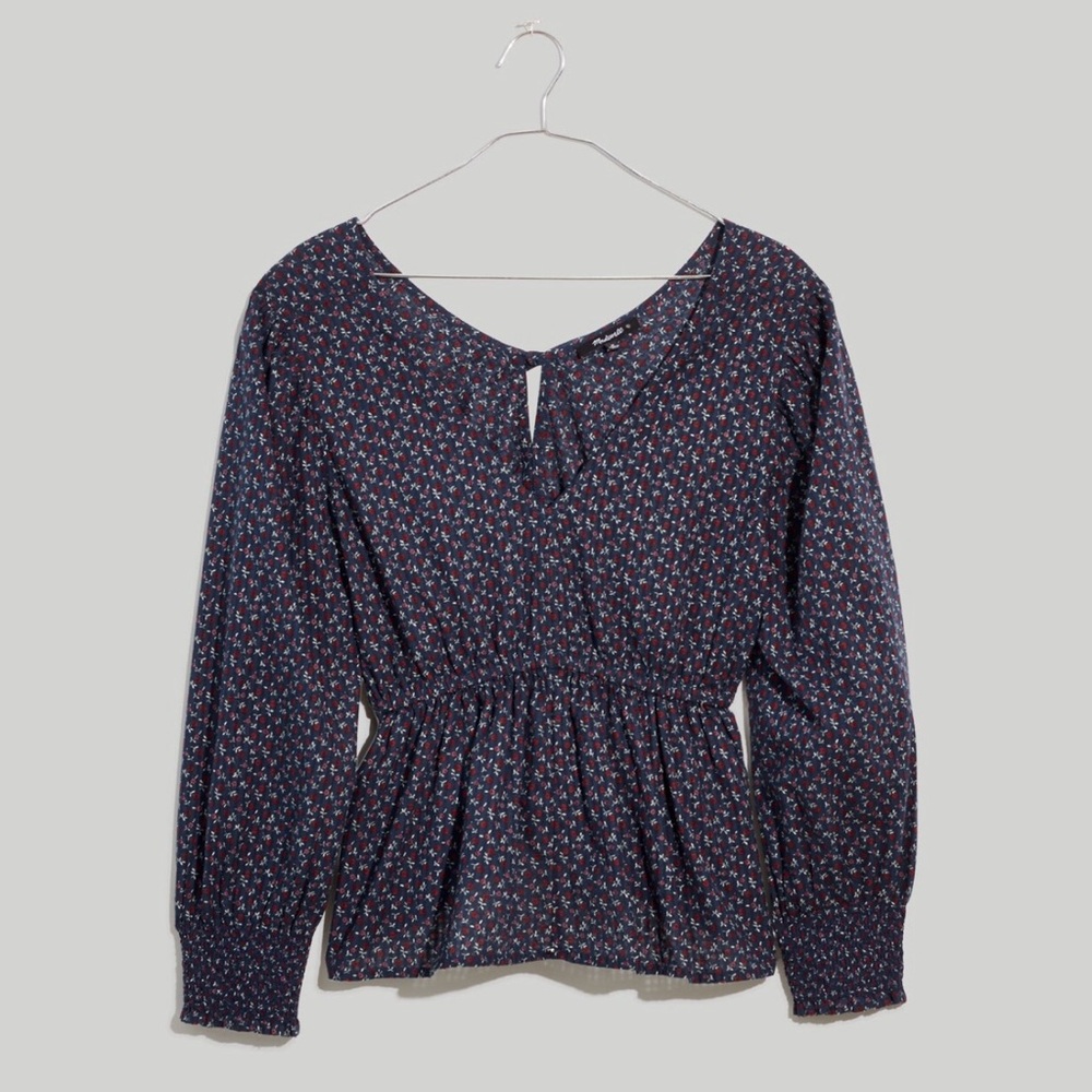 Madewell Plus Tie-Back Peplum Top in Campden Daisies in 2X